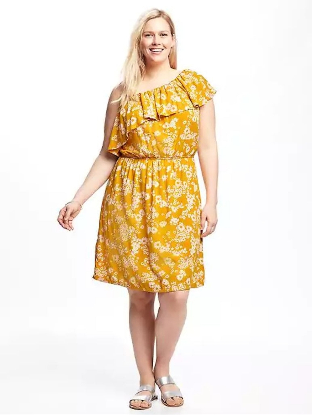 Old Navy Yellow Floral One Shoulder Ruffled Sundress Plus Sz 2x - Picture 4 of 13